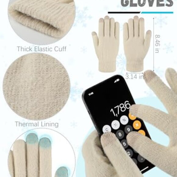 Winter Beanie Scarf Gloves Set, Fleece-Lined Touch Screen, Women\'s 3-in-1